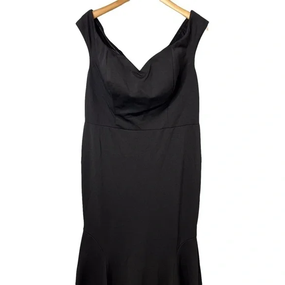 La Femme Off The Shoulder Jersey Fit & Flare Gown Prom Dress Size 14W Black - Picture 3 of 12